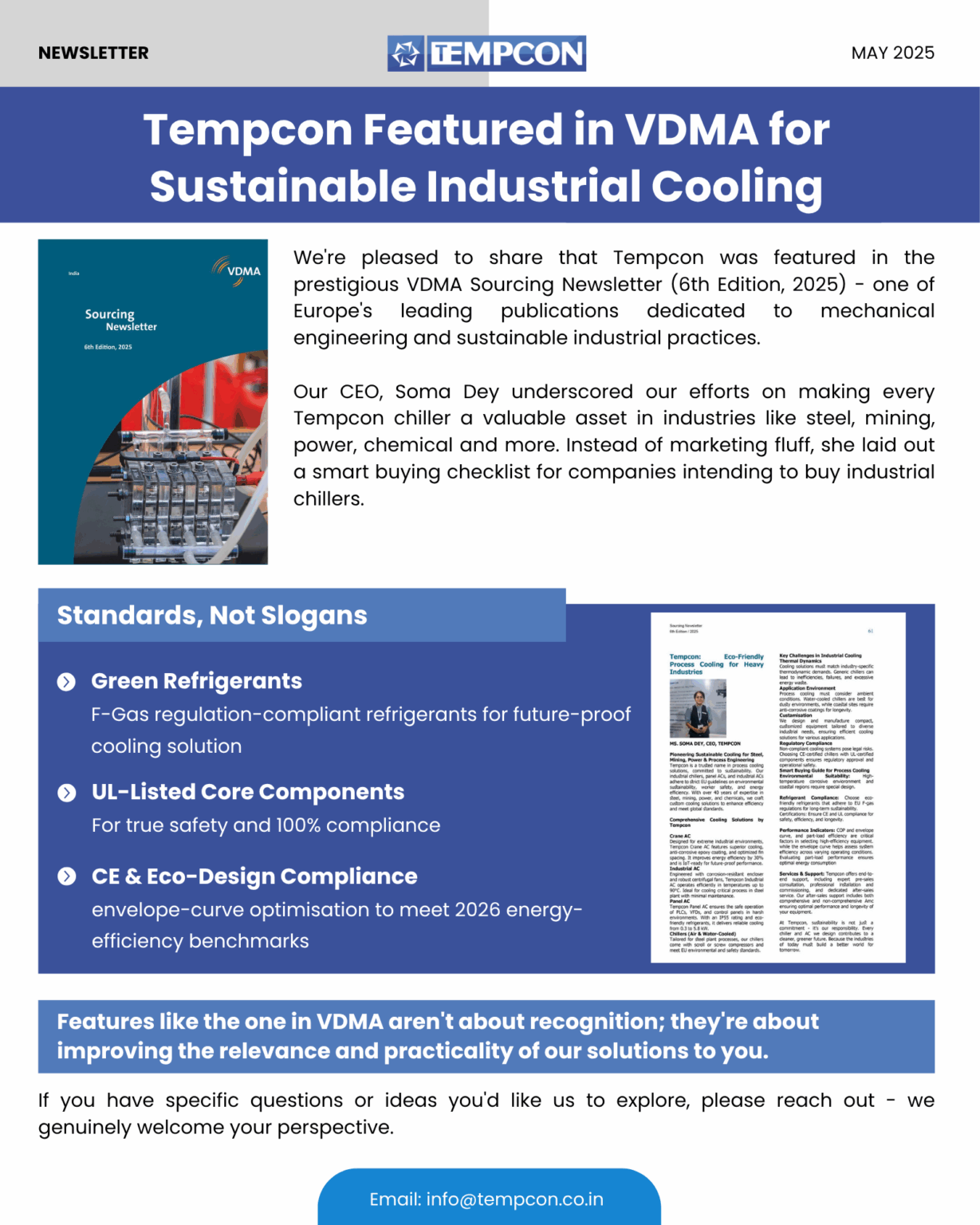 Tempcon Featured In VDMA For Sustainable Industrial Cooling - Tempcon