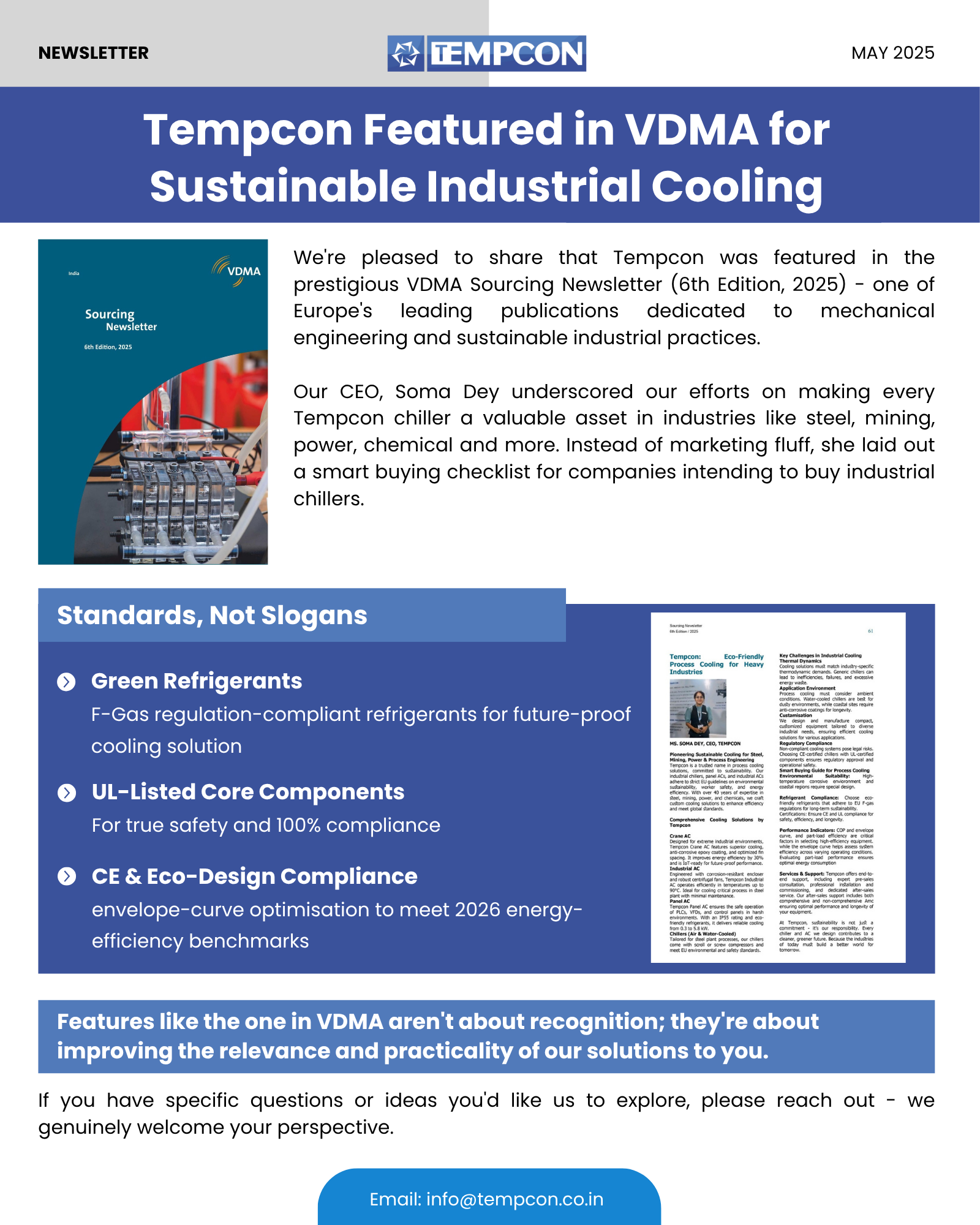 chiller manufacturer in India Tempcon